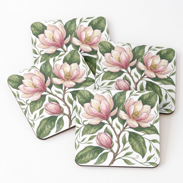 Item preview, Elegant Watercolor Pink Magnolia Floral Tile designed and sold by 0Zetgest.