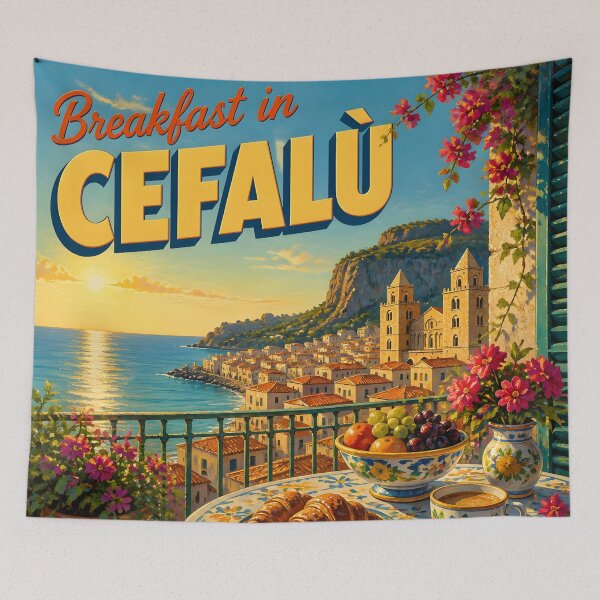 Item preview, Cefalu, Sicily: Scenic-Style Travel Poster designed and sold by LSVart.