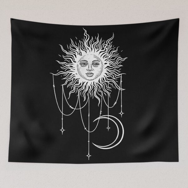Item preview, Vintage Mystical Celestial Sun Crescent Moon Astrology Sacred Geometry Aesthetic Art designed and sold by Taniyah Gomes.