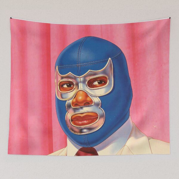 Item preview, Blue Demon Retro Airbrush Luchador designed and sold by WhoNeedsEnemies.