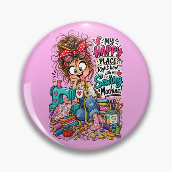 Item preview, My Happy Place Is Right Here With My Sewing Machine! – Funny Sewing Quote designed and sold by EverStitchStudio ★★★★★.