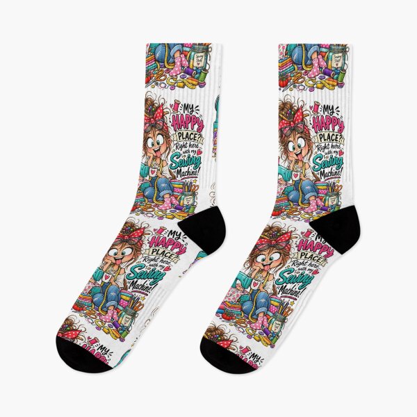 Item preview, My Happy Place Is Right Here With My Sewing Machine! – Funny Sewing Quote designed and sold by EverStitchStudio ★★★★★.
