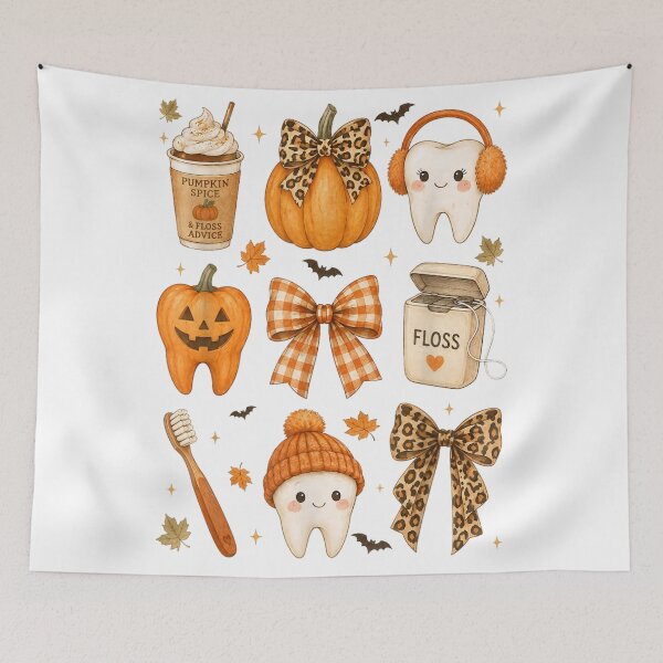 Item preview, Cute Pumpkin Spice And Floss Advice Fall Dental Hygienist Assistant Graphic designed and sold by Taniyah Gomes.