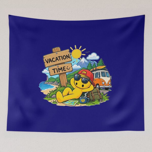 Item preview, Vacation Time Chill Yellow Character Beach Road Trip Art designed and sold by Evelashop.