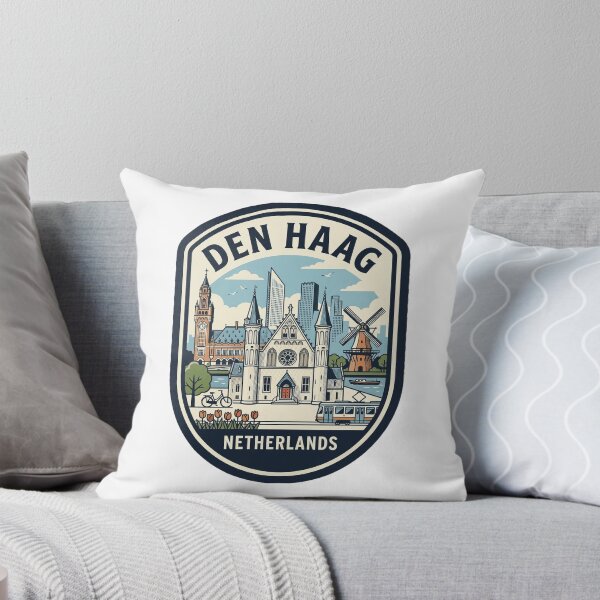Item preview, Den Haag Netherlands Vintage Travel Badge Skyline designed and sold by k3rstman1.