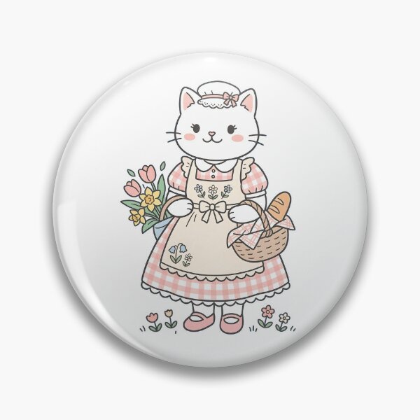 Item preview, Cute Cottagecore Cat: Spring Flowers & Fresh Bread designed and sold by CuteKats.