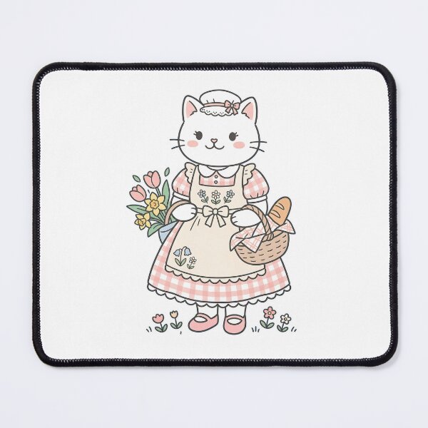 Item preview, Cute Cottagecore Cat: Spring Flowers & Fresh Bread designed and sold by CuteKats.
