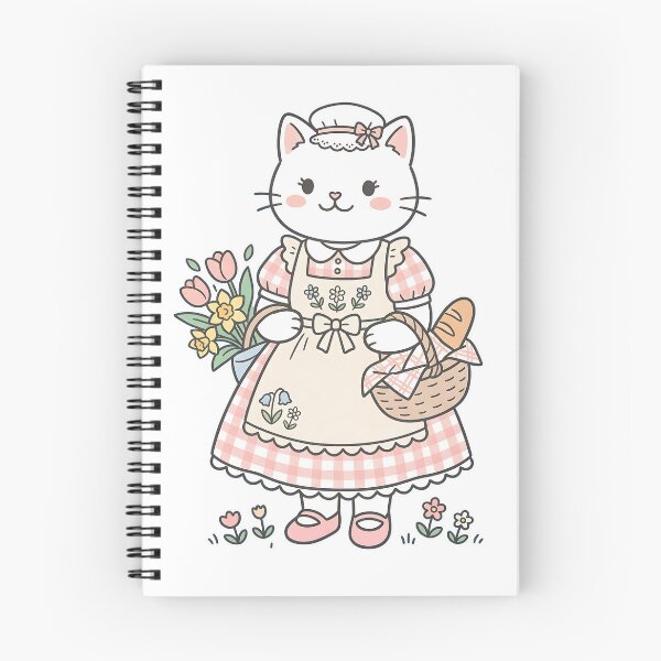 Item preview, Cute Cottagecore Cat: Spring Flowers & Fresh Bread designed and sold by CuteKats.