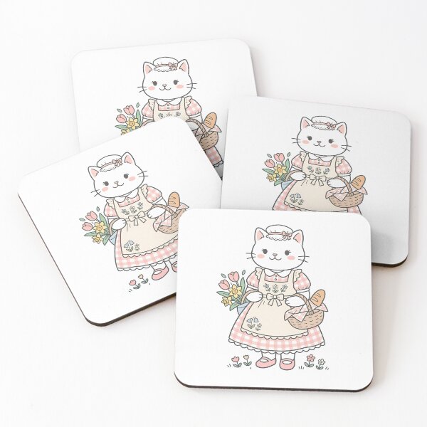 Item preview, Cute Cottagecore Cat: Spring Flowers & Fresh Bread designed and sold by CuteKats.
