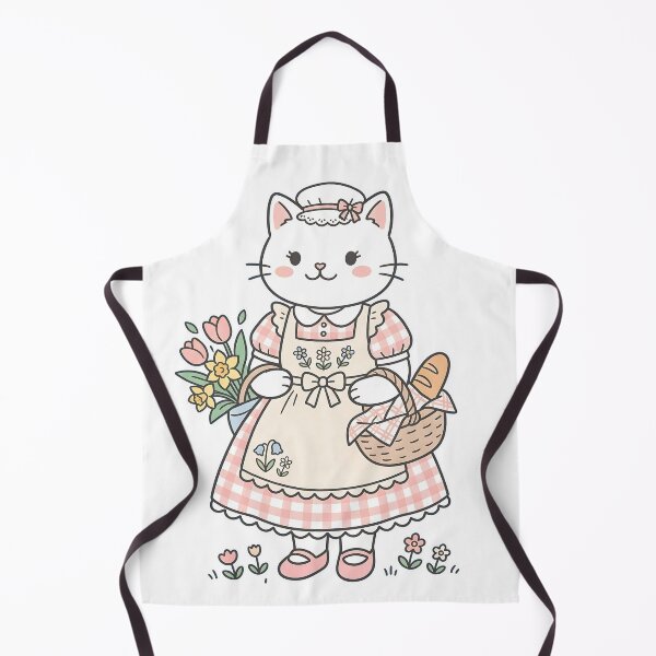 Item preview, Cute Cottagecore Cat: Spring Flowers & Fresh Bread designed and sold by CuteKats.