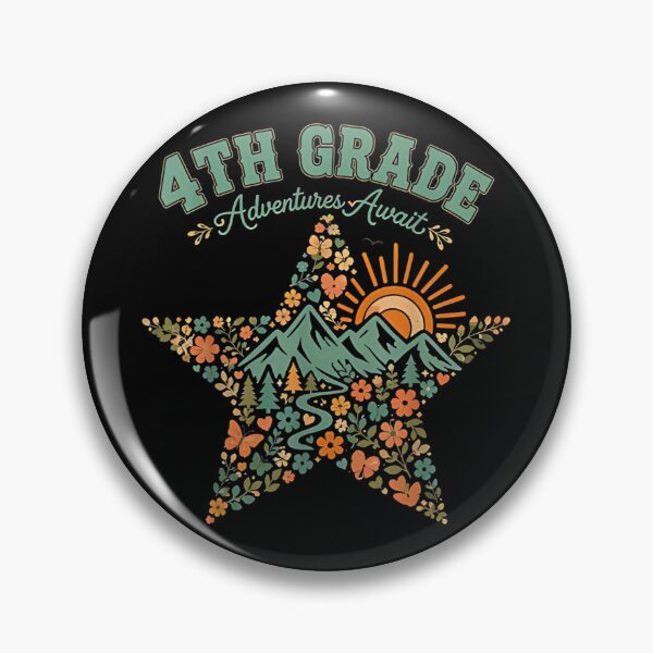 Item preview, 4th Grade Adventures Await Vintage Floral Mountain Star Back To School designed and sold by Serene woods.
