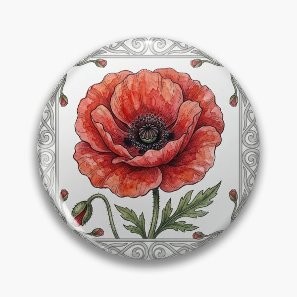Item preview, Vibrant Watercolor Red Poppy Botanical Tile designed and sold by 0Zetgest.