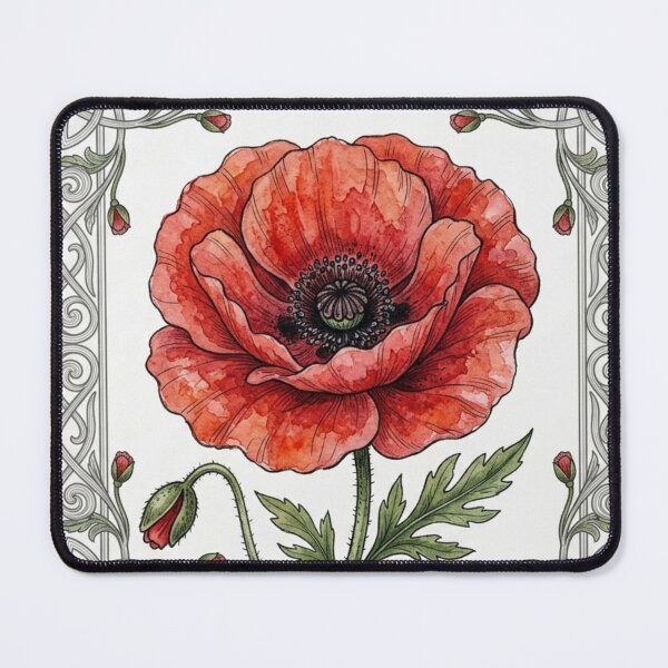Item preview, Vibrant Watercolor Red Poppy Botanical Tile designed and sold by 0Zetgest.