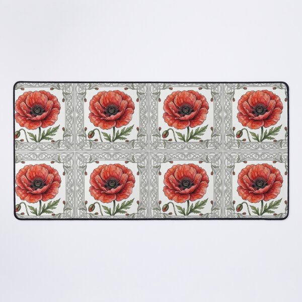 Item preview, Vibrant Watercolor Red Poppy Botanical Tile designed and sold by 0Zetgest.