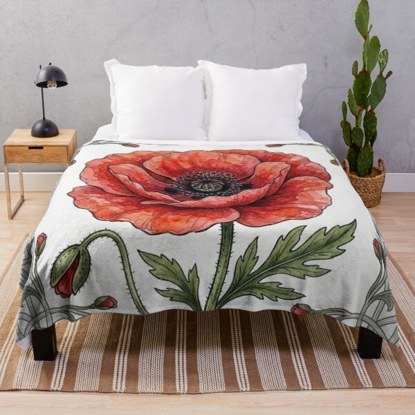 Item preview, Vibrant Watercolor Red Poppy Botanical Tile designed and sold by 0Zetgest.