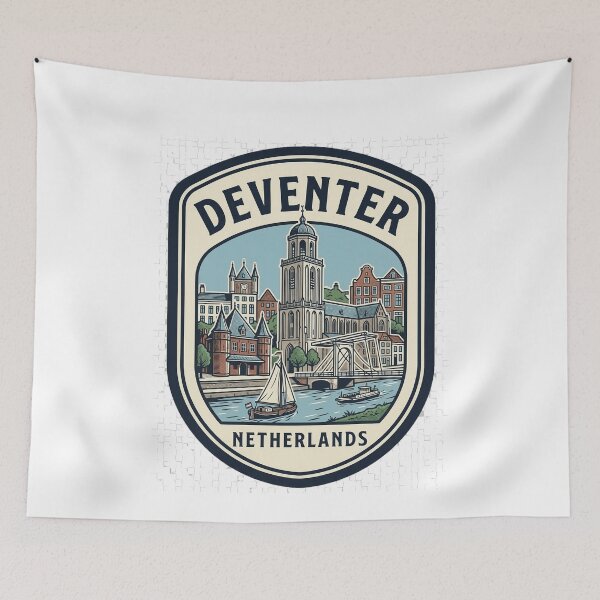 Item preview, Vintage Deventer Netherlands Travel Badge City Skyline designed and sold by k3rstman1.