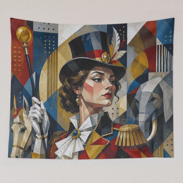 Item preview, Queen of the Circus: a cubist painting. designed and sold by GalleryKauffeld.