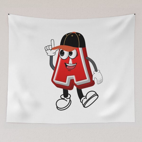 Item preview, Letter A Cute Cartoon Initial with Baseball Cap designed and sold by ImaginARTDesign.