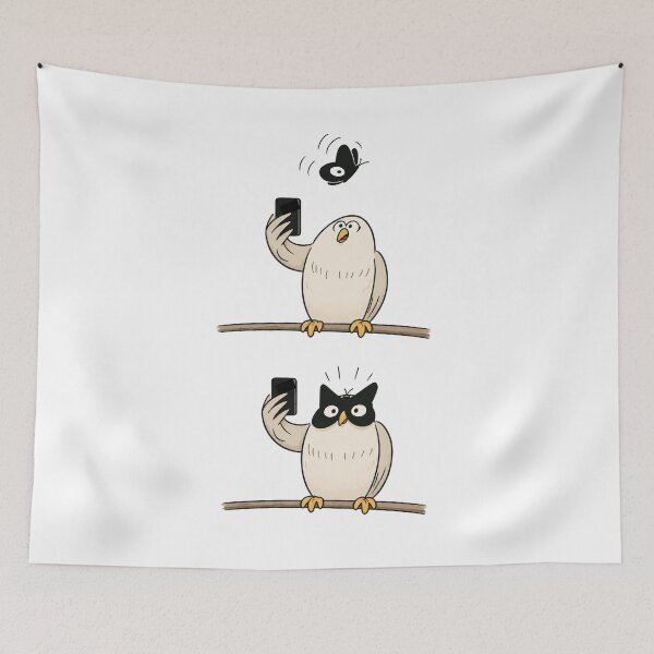 Item preview, Cute Owl Taking Selfie | Funny Animal Comic Art designed and sold by waikibi ⭐⭐⭐⭐⭐.