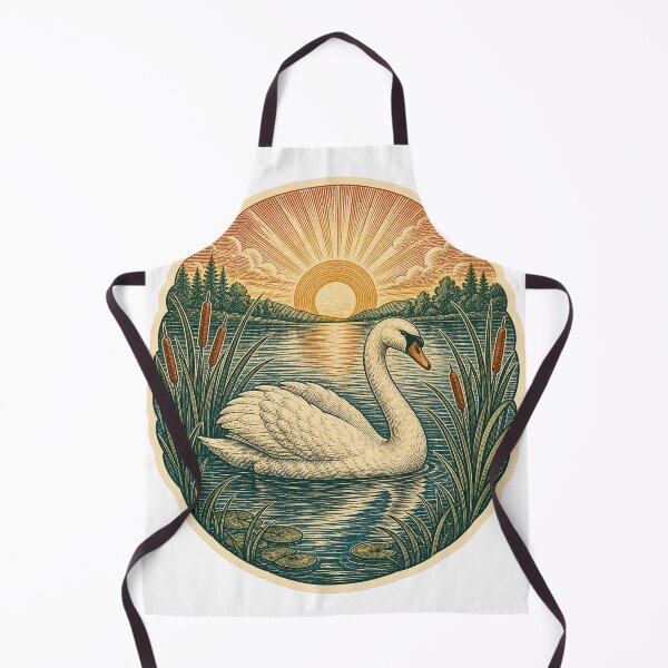 Item preview, Mute Swan in the Reed Lake Wild Animal Retro Outdoors Art designed and sold by VisualArtsOasis.