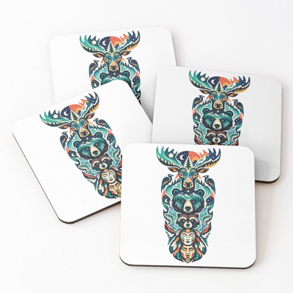 Item preview, Northern Totem Caribou Bear Badger designed and sold by Wild Creative Art.