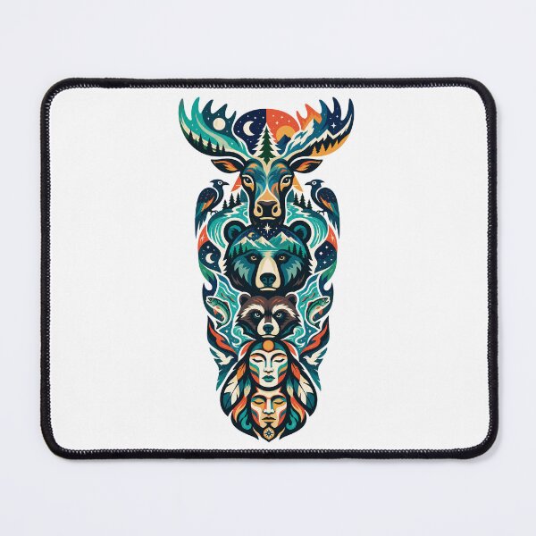 Item preview, Northern Totem Caribou Bear Badger designed and sold by Wild Creative Art.
