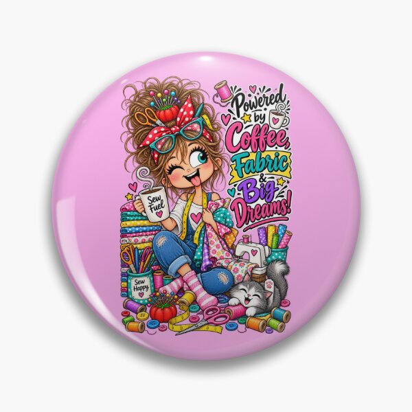 Item preview, Powered by Coffee, Fabric & Big Dreams! – Funny Sewing Quote designed and sold by EverStitchStudio ★★★★★.