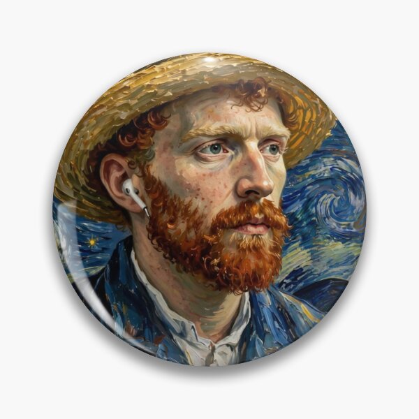 Item preview, Starry Night Selfie - Modern Painter with Earbud designed and sold by Surviving Monday Club.