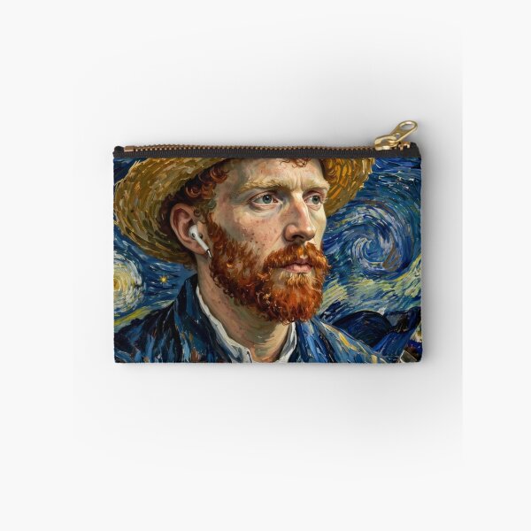 Item preview, Starry Night Selfie - Modern Painter with Earbud designed and sold by Surviving Monday Club.