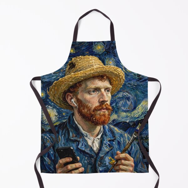 Item preview, Starry Night Selfie - Modern Painter with Earbud designed and sold by Surviving Monday Club.