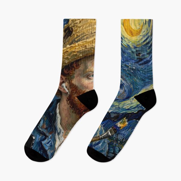 Item preview, Starry Night Selfie - Modern Painter with Earbud designed and sold by Surviving Monday Club.