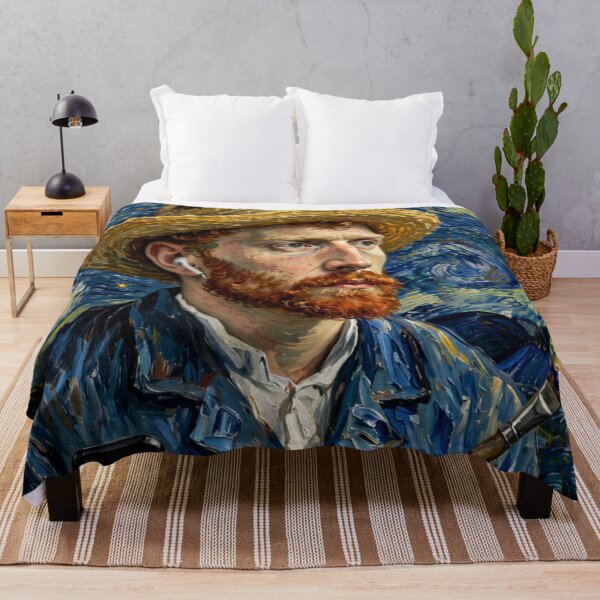 Item preview, Starry Night Selfie - Modern Painter with Earbud designed and sold by Surviving Monday Club.