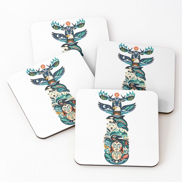Item preview, Northern Totem Caribou Eagle Orca Polar Bear Loon designed and sold by Wild Creative Art.