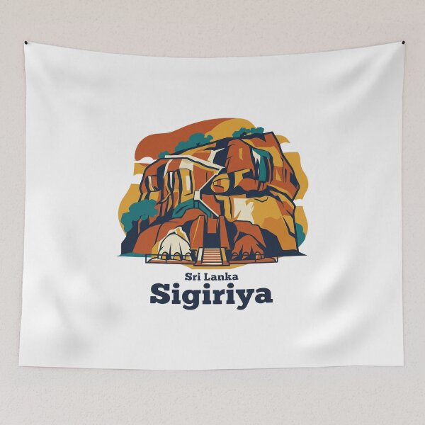 Item preview, Sigiriya Lion Rock Bold Retro Graphic Travel Art designed and sold by Inkworksbyshery.
