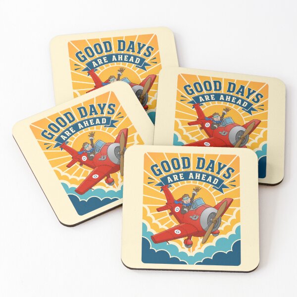 Item preview, Good Days Are Ahead – Vintage Pilot and Red Airplane designed and sold by Stef Ringoot, cartoons and illustrations.