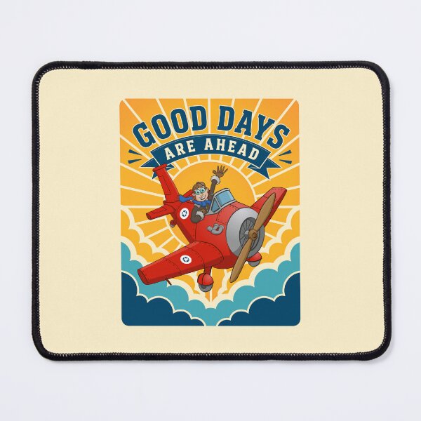Item preview, Good Days Are Ahead – Vintage Pilot and Red Airplane designed and sold by Stef Ringoot, cartoons and illustrations.