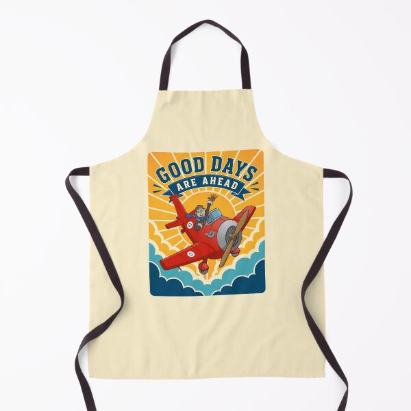 Item preview, Good Days Are Ahead – Vintage Pilot and Red Airplane designed and sold by Stef Ringoot, cartoons and illustrations.