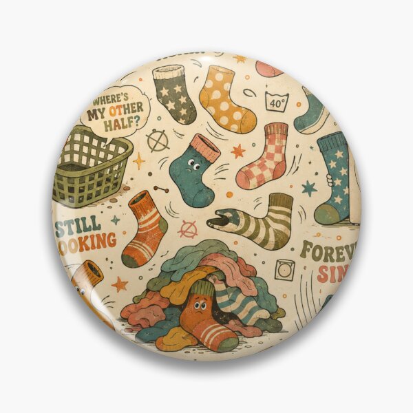 Item preview, Where’s My Other Half? – Funny Lost Sock Retro 70s Pattern designed and sold by Golden Era Studio.
