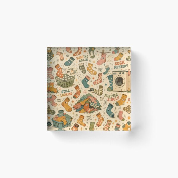 Item preview, Where’s My Other Half? – Funny Lost Sock Retro 70s Pattern designed and sold by Golden Era Studio.