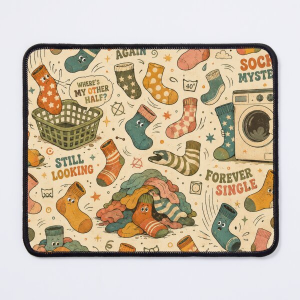 Item preview, Where’s My Other Half? – Funny Lost Sock Retro 70s Pattern designed and sold by Golden Era Studio.