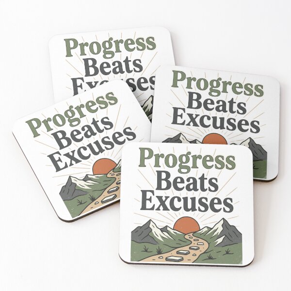 Item preview, Progress Beats Excuses Vintage Motivational Graphic designed and sold by DesignYouDesire.