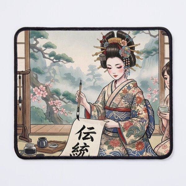 Item preview, Japanese Calligraphy Artist Instructs Student in Tradition designed and sold by StyleArtStudio.
