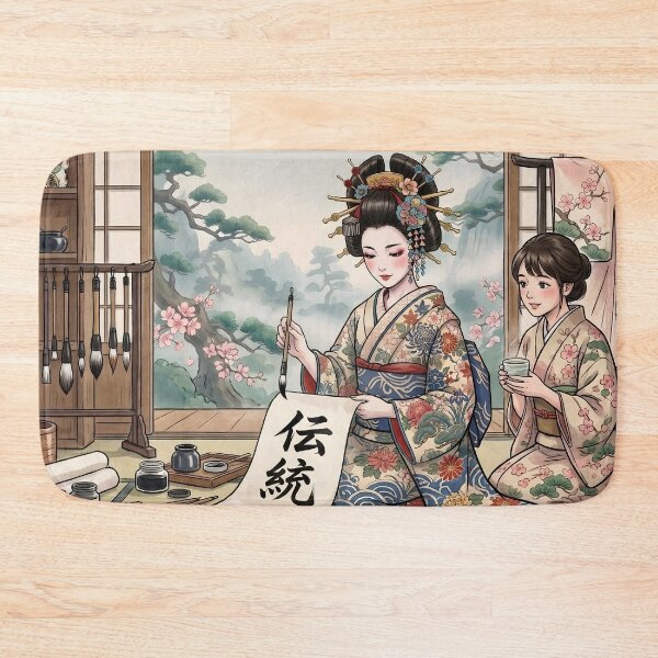 Item preview, Japanese Calligraphy Artist Instructs Student in Tradition designed and sold by StyleArtStudio.