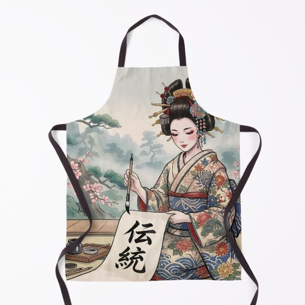 Item preview, Japanese Calligraphy Artist Instructs Student in Tradition designed and sold by StyleArtStudio.