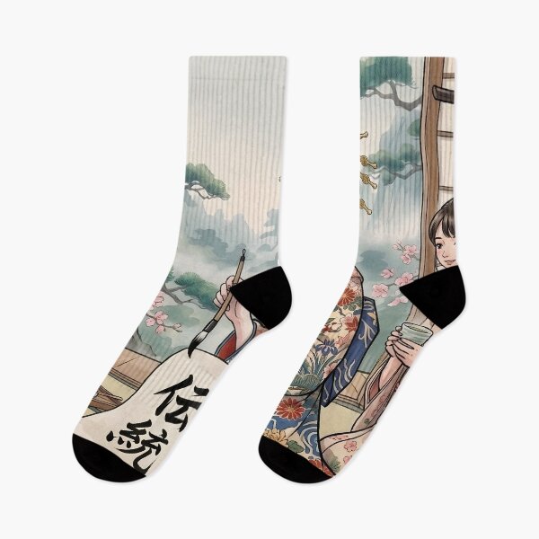 Item preview, Japanese Calligraphy Artist Instructs Student in Tradition designed and sold by StyleArtStudio.