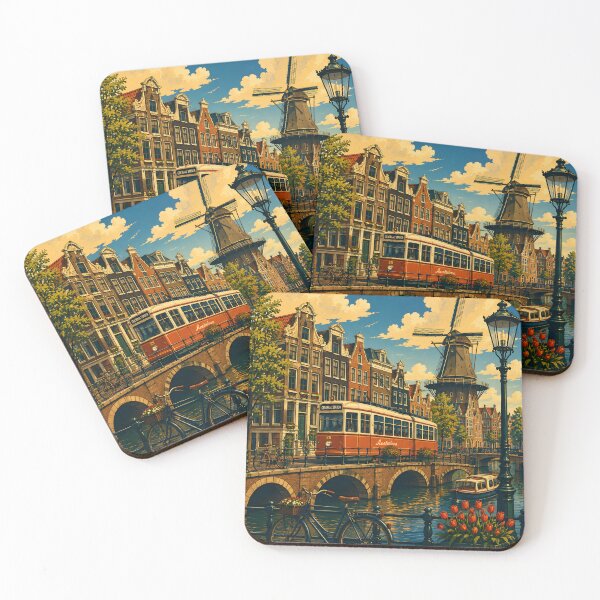 Item preview, Amsterdam Netherlands Vintage Travel Poster designed and sold by TAOptimus .