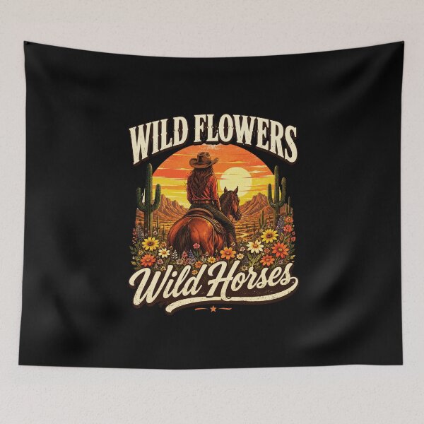 Item preview, Wildflowers Western Sunset Horse Rider Desert Art designed and sold by anapldv.