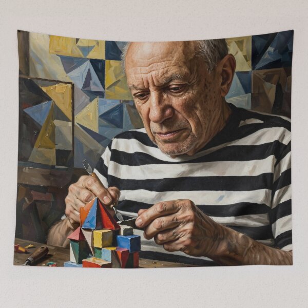 Item preview, Building Cubism - Old Master with Colorful Blocks designed and sold by Surviving Monday Club.
