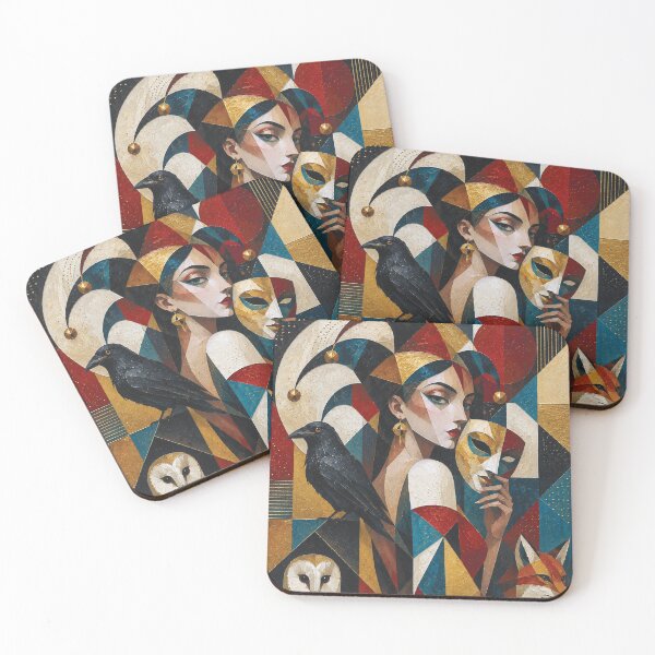 Item preview, The Female Trickster: a cubist painting. designed and sold by GalleryKauffeld.