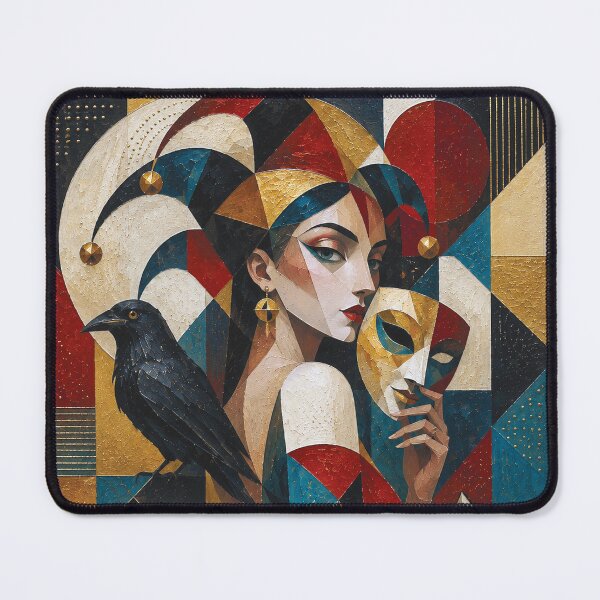 Item preview, The Female Trickster: a cubist painting. designed and sold by GalleryKauffeld.